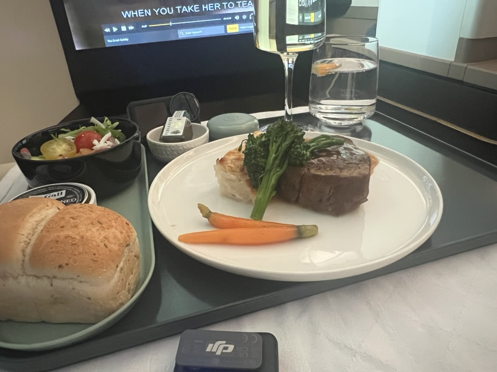 Etihad Business Class Dinner Service