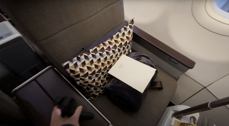 interior of Etihad a321neo business class seat number 1A